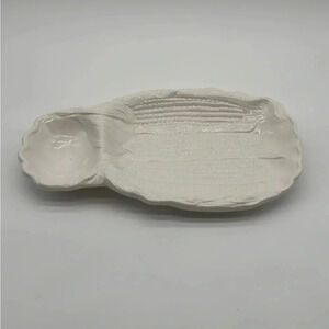 MCM Vintage California USA Corn Texture Serving Platter 659 White Glazed Pottery
